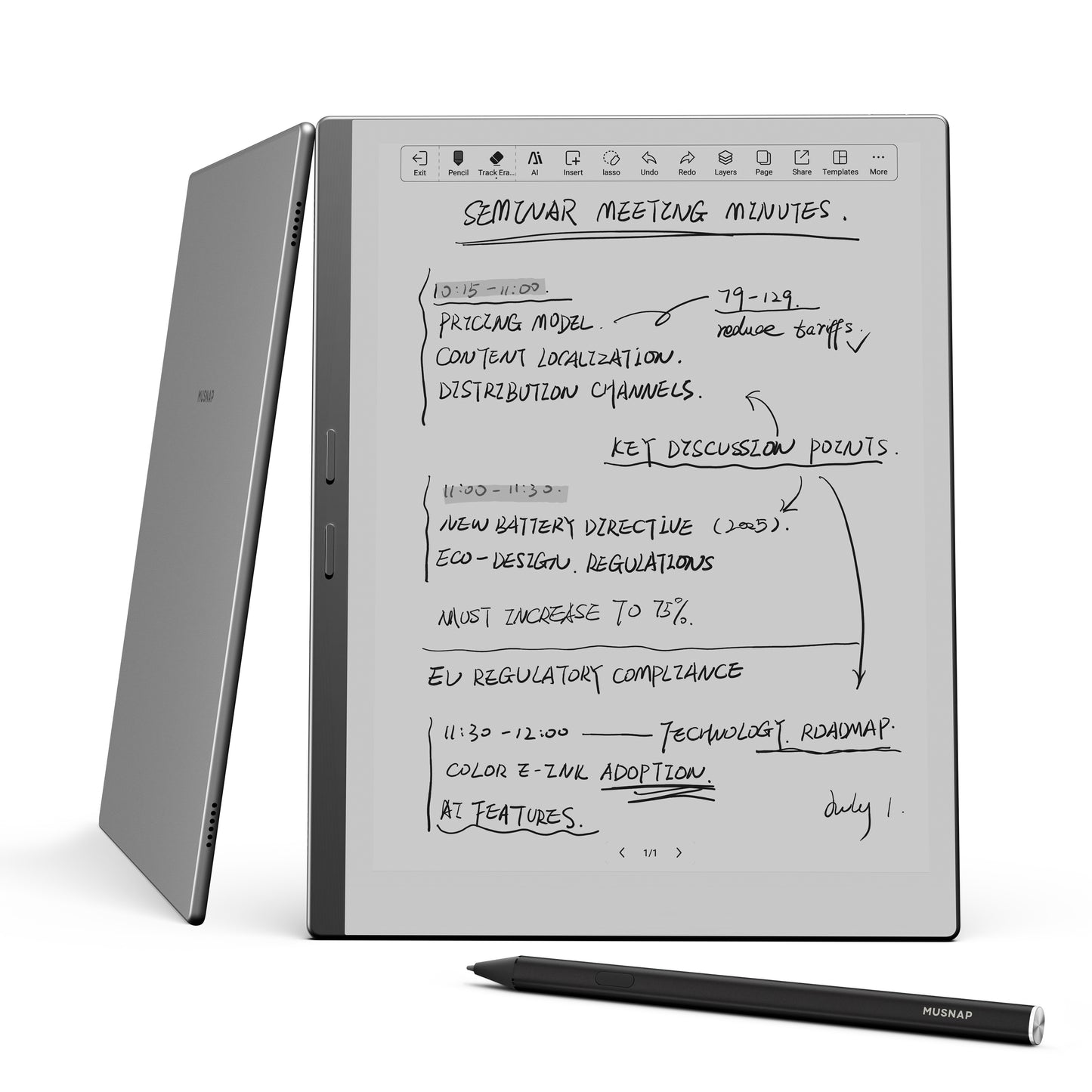 X 10.65" E Ink Paper Tablet | 8GB+128GB Ultra-Thin Flexible Screen ePaper Notebook with Stylus Pen | 2-in-1 ePaper Tablet & eBook Reader | Long Battery Life for Meetings, Study & Reading