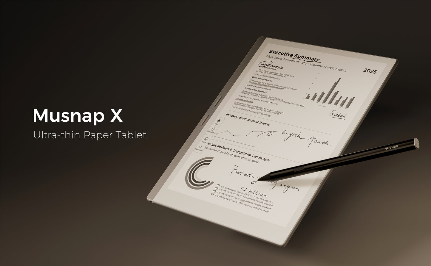 X 10.65" E Ink Paper Tablet | 8GB+128GB Ultra-Thin Flexible Screen ePaper Notebook with Stylus Pen | 2-in-1 ePaper Tablet & eBook Reader | Long Battery Life for Meetings, Study & Reading