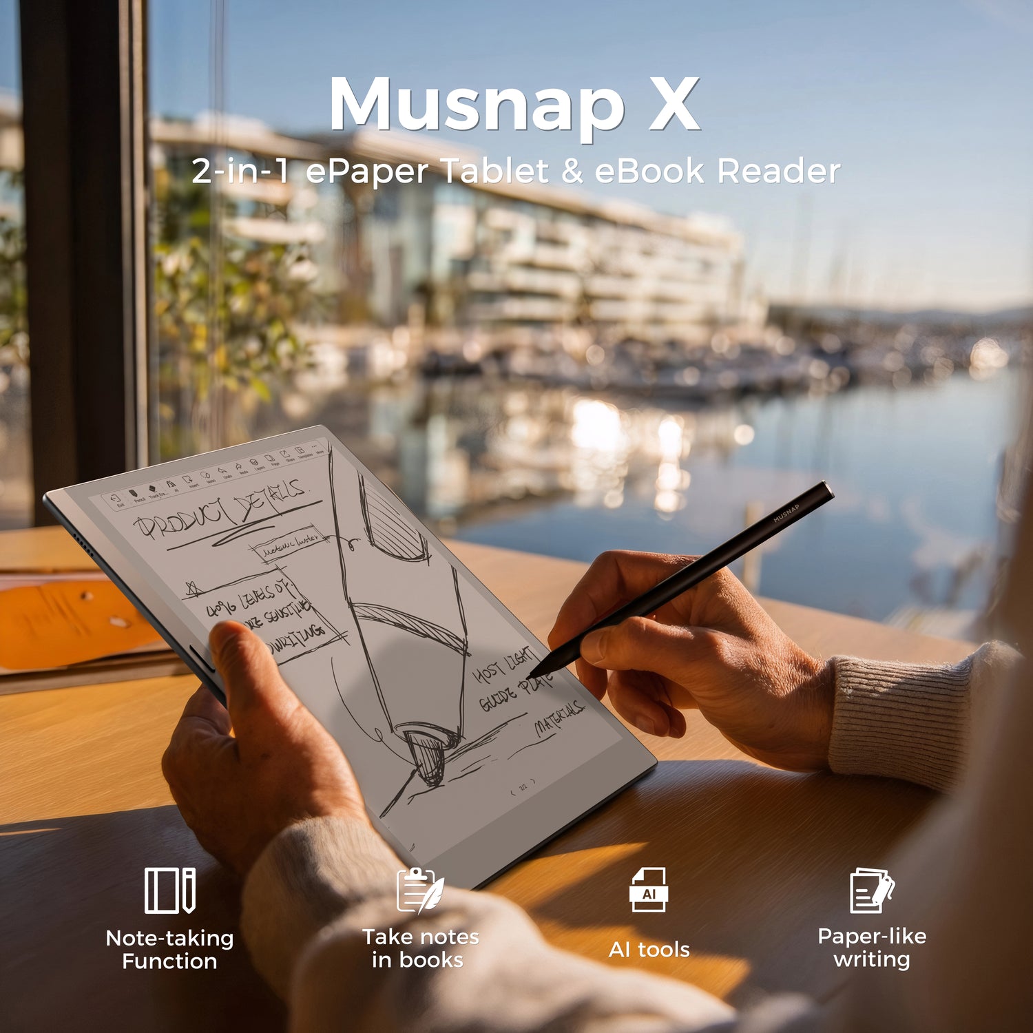 X 10.65" E Ink Paper Tablet | 8GB+128GB Ultra-Thin Flexible Screen ePaper Notebook with Stylus Pen | 2-in-1 ePaper Tablet & eBook Reader | Long Battery Life for Meetings, Study & Reading